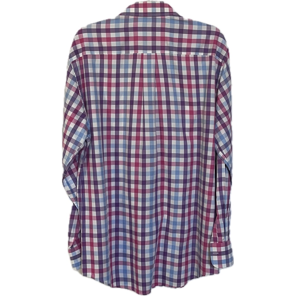 Peter Millar Mens Large Gingham Check Button Down Shirt Purple Pink MS14W51CSL - Picture 4 of 6